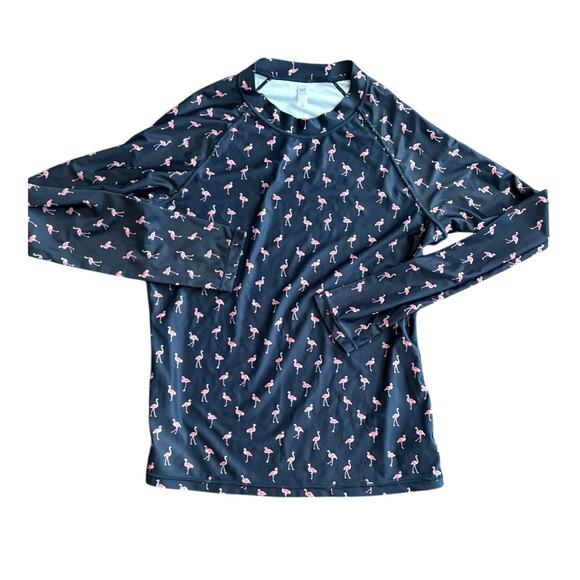 GAP L Flamingo Print Rash Guard Long Sleeve Swim Shirt - Picture 1 of 5